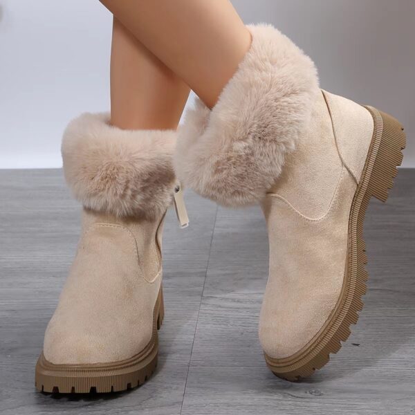 Warm Plush Boots Winter Fashion Side-Zipper Snow Boot For Women Outdoor Thickened Low-heelded Shoes - Image 6