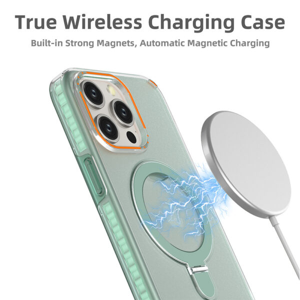 New Colorful Magnetic Bracket Phone Case With Holder Stand Cover For Magesafe Magnetic Transparent Wireless Charge Case For Phone - Image 4