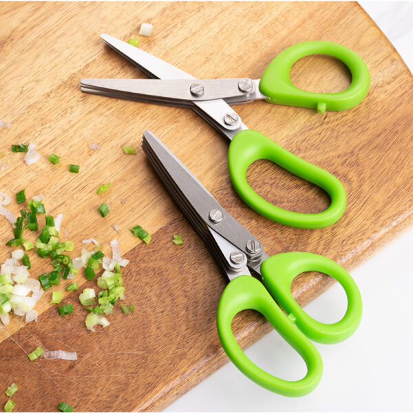 Multifunctional Multi-layer Green Onion Scissors Stainless Steel Onion Cutting Knife Herb Seaweed Spice Scissors Kitchen Scissor Kitchen Gadgets - Image 6