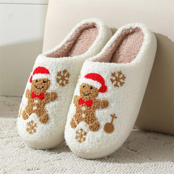 Christmas Snowflake Gingerbread Slippers Winter Indoor Non-slip Floor Bedroom Fuzzy House Shoes For Women Home Slippers - Image 8