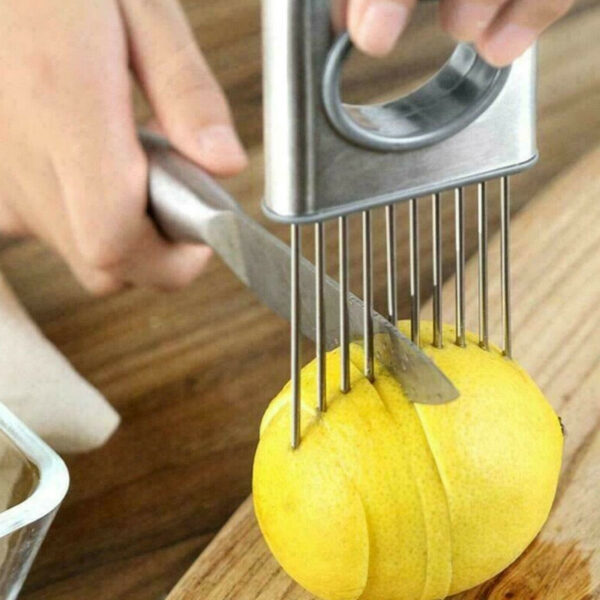 Onion Holder Slicer Vegetable tools Tomato Cutter Stainless Steel Kitchen Gadget - Image 7