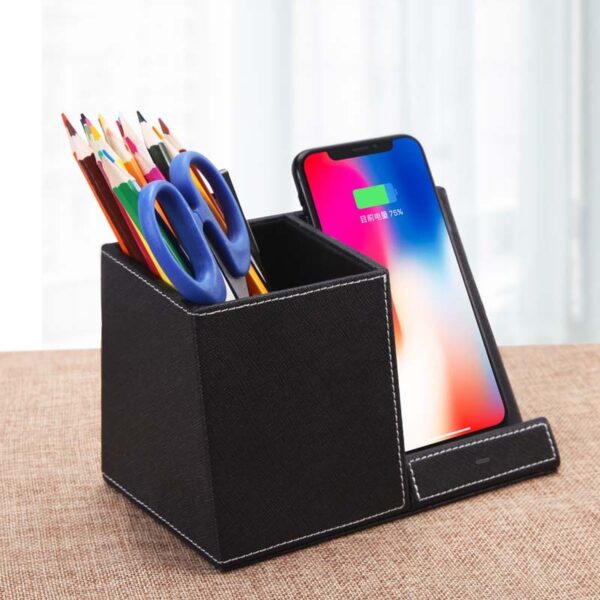 Leather Pen Holder Wireless Charger Wireless Phone Charger And Pen Holder Fast Charging Phone - Image 7