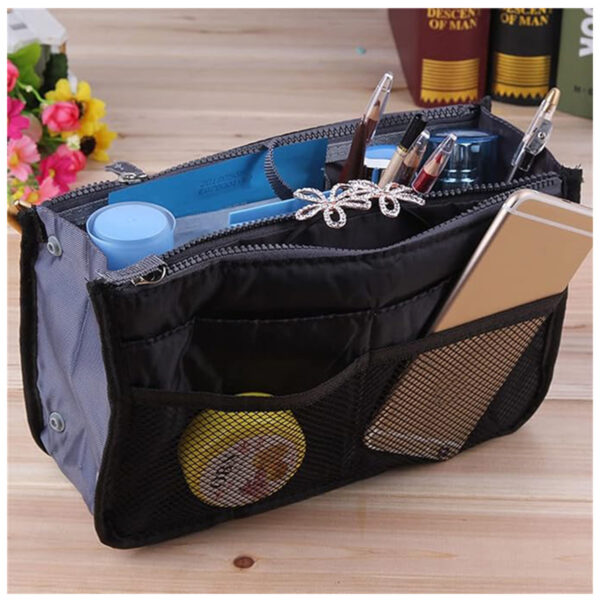 Handbag Organizer Insert For Women With 13 Pockets Large Capacity Lining Zipper Handle Portable Women's Purse Bag Travel Documents Cards Small Items - Image 7