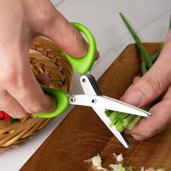 Multifunctional Multi-layer Green Onion Scissors Stainless Steel Onion Cutting Knife Herb Seaweed Spice Scissors Kitchen Scissor Kitchen Gadgets - Image 8