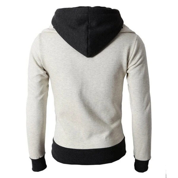 Men's Zip UP Hooded Jacket Fake Two Piece Sports Cardigan Casual Slim Sweatshirt Jacket - Image 4