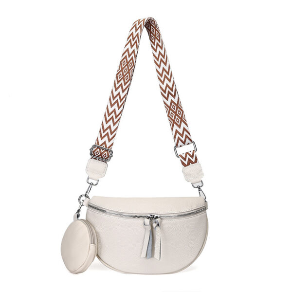 Cowhide Leather Fashion Crescent Saddle Crossbody Bag - Image 5