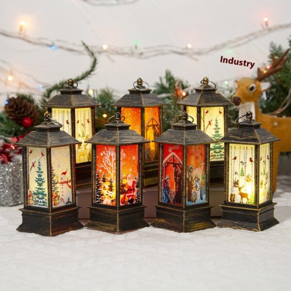 Christmas Portable Oil Lamp Santa Claus LED Night Lights Battery Powered Indoor Outdoor Hanging Lanterns Festive Party Decoration - Image 2