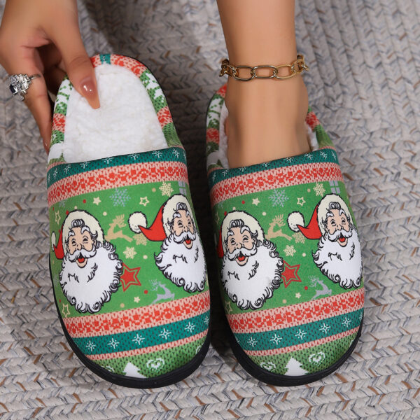 Christmas Snowman Elk Santa Claus Print Slippers Winter Warm Plush Slippers Indoor Non-slip Floor Bedroom Shoes - Image 5