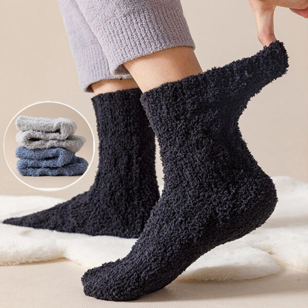 Winter Warm Fuzzy Coral Fleece Socks Women Men Velvet Thickened Home Sleepping Floor Socks - Image 2