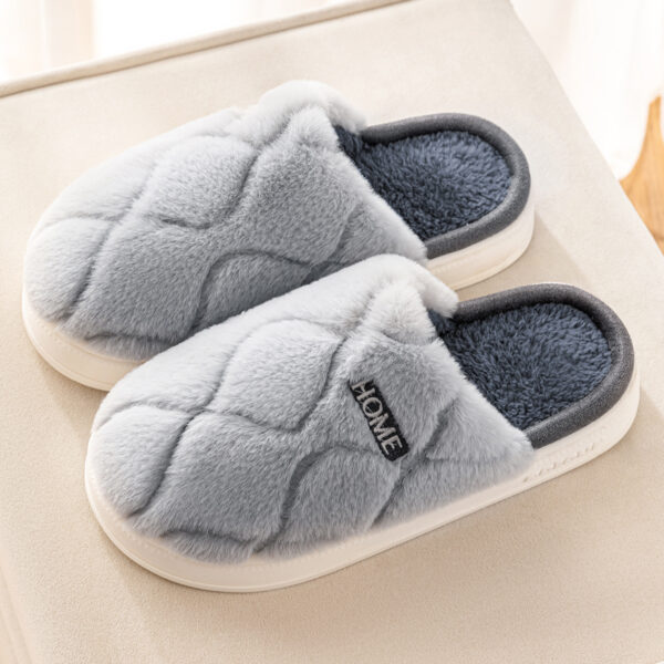 Plush Slippers Winter For Women Indoor Floor Bedroom Home Slipper Warm Solid House Shoes Men Couple - Image 6