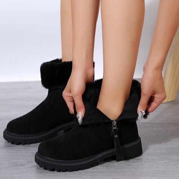 Warm Plush Boots Winter Fashion Side-Zipper Snow Boot For Women Outdoor Thickened Low-heelded Shoes - Image 2