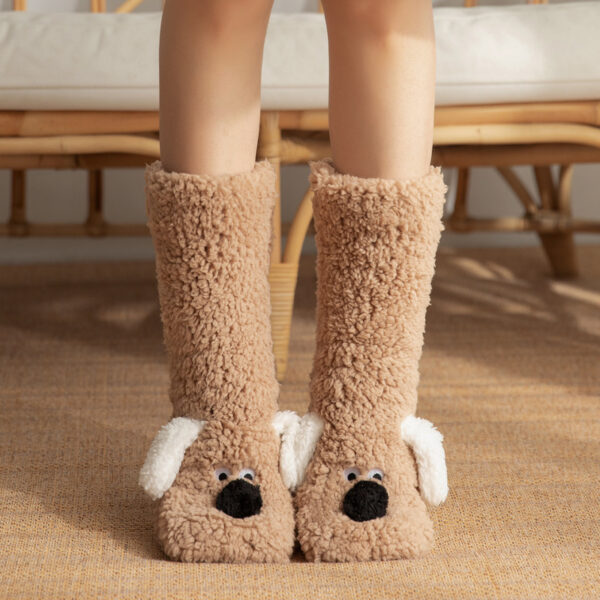 Cute Cartoon Dog Floor Socks Winter Warm Non-slip Plush Socks For Women - Image 9