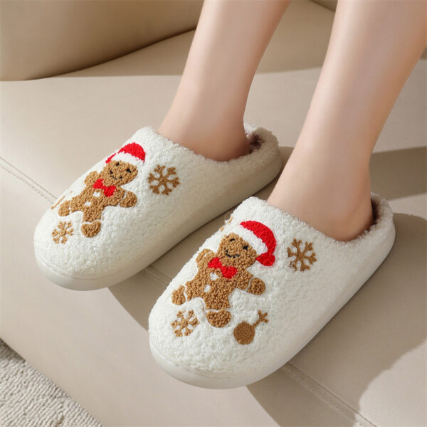 Christmas Snowflake Gingerbread Slippers Winter Indoor Non-slip Floor Bedroom Fuzzy House Shoes For Women Home Slippers - Image 9