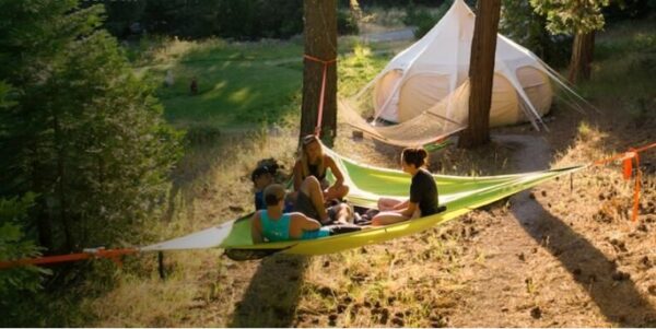 Multi-Person Hammock Three Point Design Portable Hammock Multi-functional Triangle Aerial Mat - Image 8