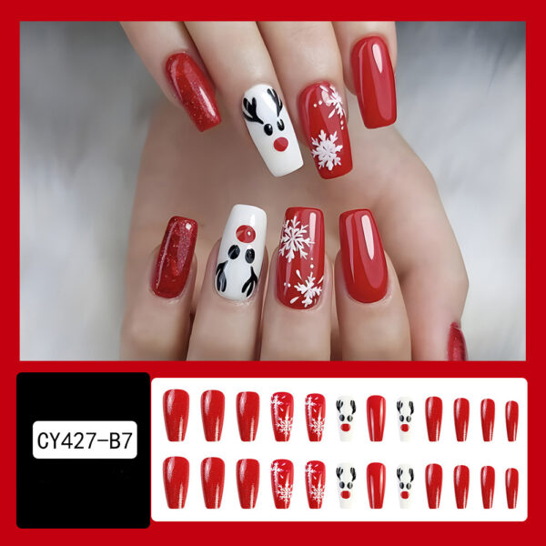 24pcs Christmas False Nails Hat Striped Snowflake Nail Art Stickers For Parties Dances Or Holiday Wear - Image 4