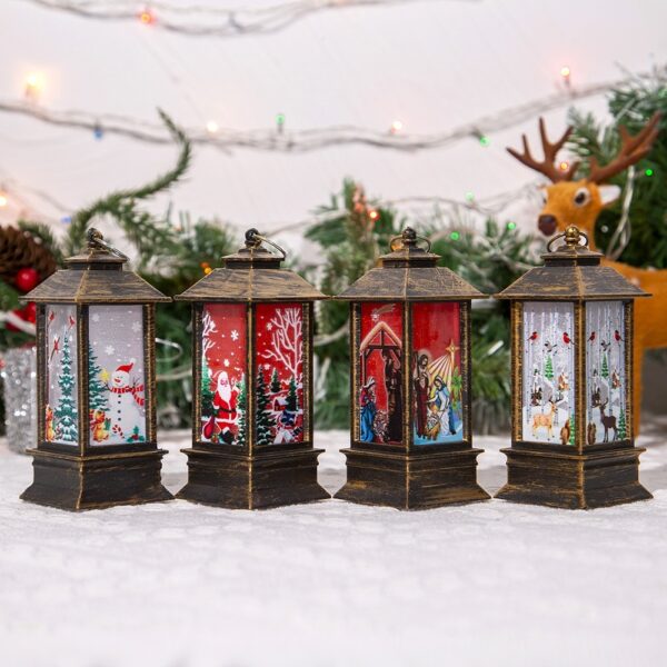 Christmas Portable Oil Lamp Santa Claus LED Night Lights Battery Powered Indoor Outdoor Hanging Lanterns Festive Party Decoration - Image 3