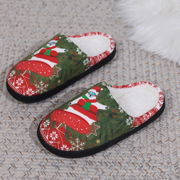 Christmas Snowman Elk Santa Claus Print Slippers Winter Warm Plush Slippers Indoor Non-slip Floor Bedroom Shoes - Image 7