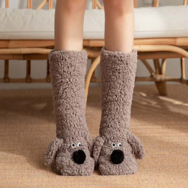 Cute Cartoon Dog Floor Socks Winter Warm Non-slip Plush Socks For Women - Image 7