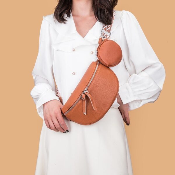 Cowhide Leather Fashion Crescent Saddle Crossbody Bag