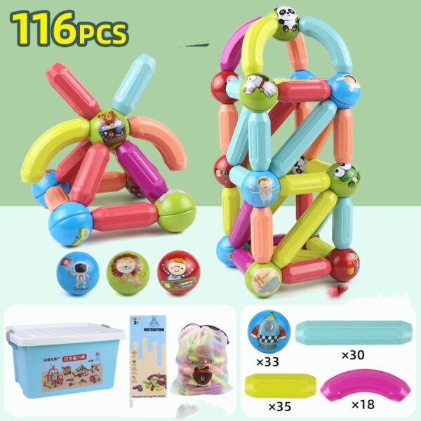 Big Size DIY Magnetic Construction Set Early Learning Constructor Variety Magnetic Rod Building Blocks For Children Toys Gift - Image 10