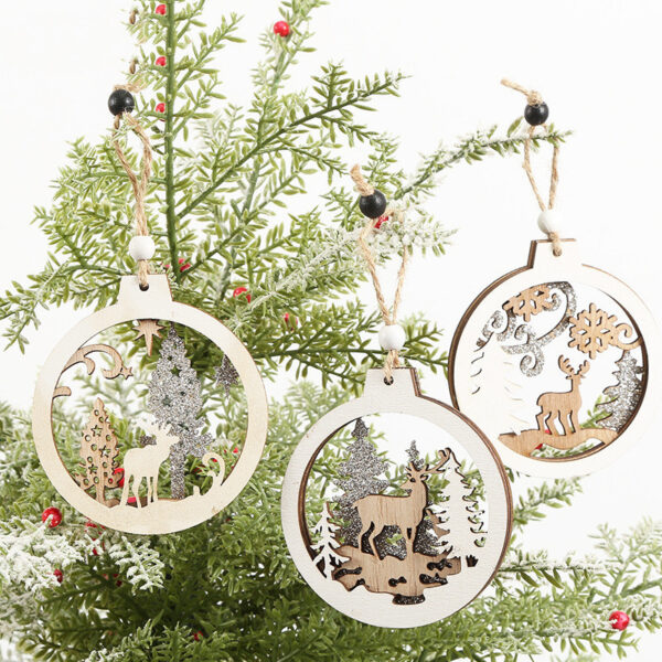 Creative Christmas Decorative Wood Products Small Pendant - Image 8