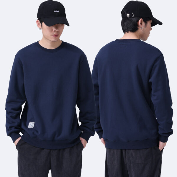 Winter Fleece Sweatshirt Warm Round Neck Pullover Top For Men Solid Color Sweater Boys Teenagers Clothing - Image 3