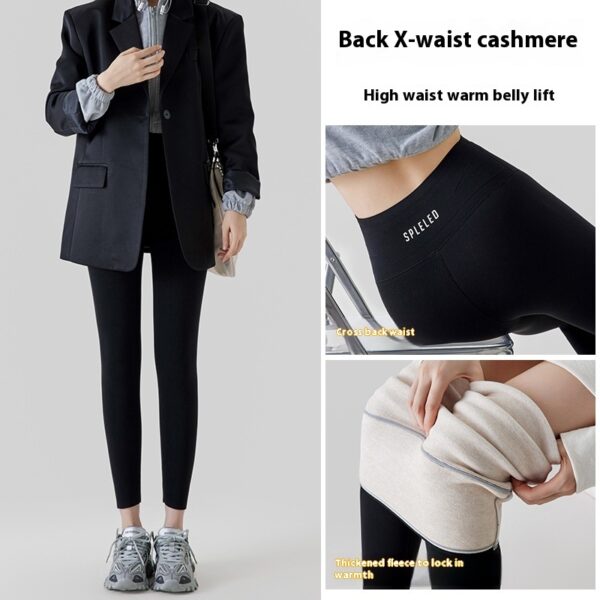 High Waist Cashmere Leggings Winter Warm Solid Plush Pants Fashion Slim Trousers Women Clothing - Image 6