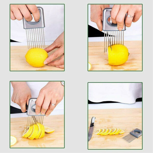 Onion Holder Slicer Vegetable tools Tomato Cutter Stainless Steel Kitchen Gadget - Image 4