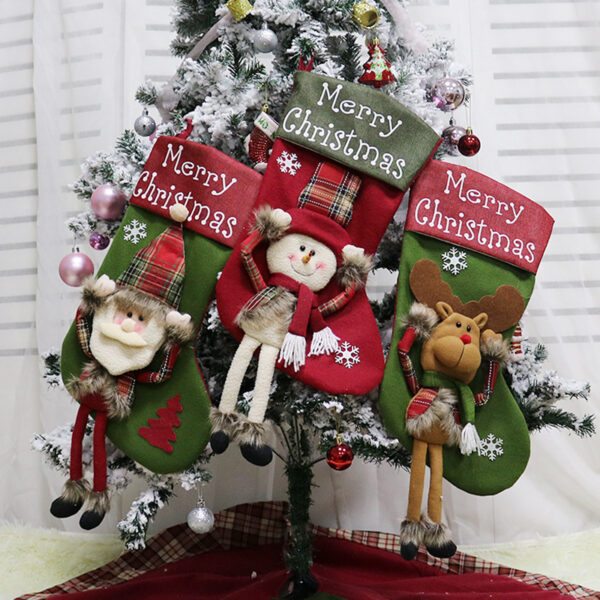 2024 New Year Xmas Big Stockings Set Decorations Christmas 3D Plush Big Sock Christmas Tree Pendant Decorating Supplies - Image 3