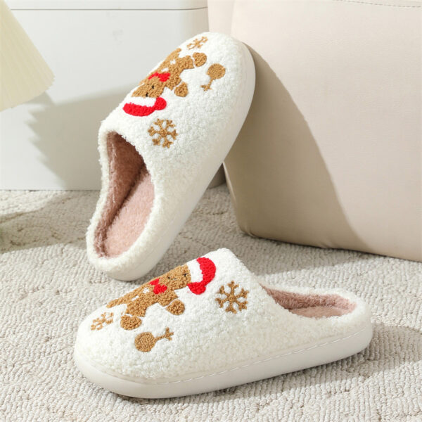 Christmas Snowflake Gingerbread Slippers Winter Indoor Non-slip Floor Bedroom Fuzzy House Shoes For Women Home Slippers - Image 6