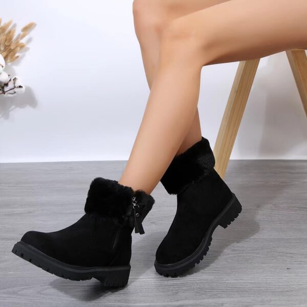 Warm Plush Boots Winter Fashion Side-Zipper Snow Boot For Women Outdoor Thickened Low-heelded Shoes - Image 5