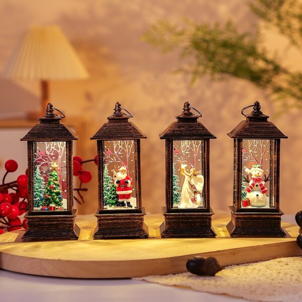 Christmas Portable Oil Lamp Santa Claus LED Night Lights Battery Powered Indoor Outdoor Hanging Lanterns Festive Party Decoration - Image 4