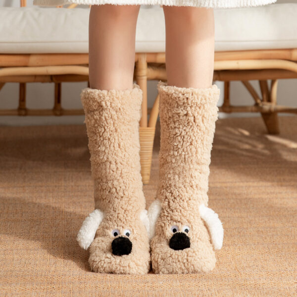 Cute Cartoon Dog Floor Socks Winter Warm Non-slip Plush Socks For Women - Image 10