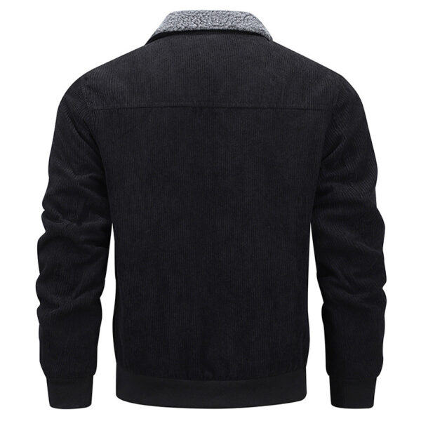 Winter Lapel Fleece Jacket With Pockets Warm Thicken Cotton Coat Men's Clothing - Image 4