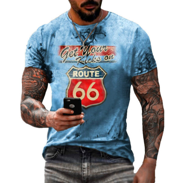 Round Neck Digital Print Slim Pullover Men's T-shirt - Image 8