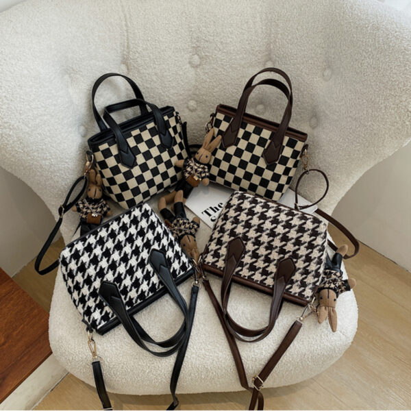 Fashion Houndstooth Shoulder Bags Portable Checkerboard Handbags All-match Messenger Bag Women Totes - Image 4