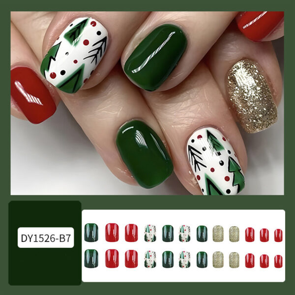 24pcs Christmas False Nails Hat Striped Snowflake Nail Art Stickers For Parties Dances Or Holiday Wear - Image 6