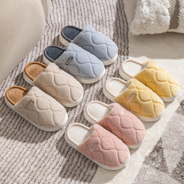 Plush Slippers Winter For Women Indoor Floor Bedroom Home Slipper Warm Solid House Shoes Men Couple - Image 4