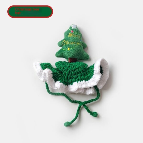 Christmas Tree Pet Head Cover Crocheted Hand-woven Cat Dog Hats Pets Products - Image 4