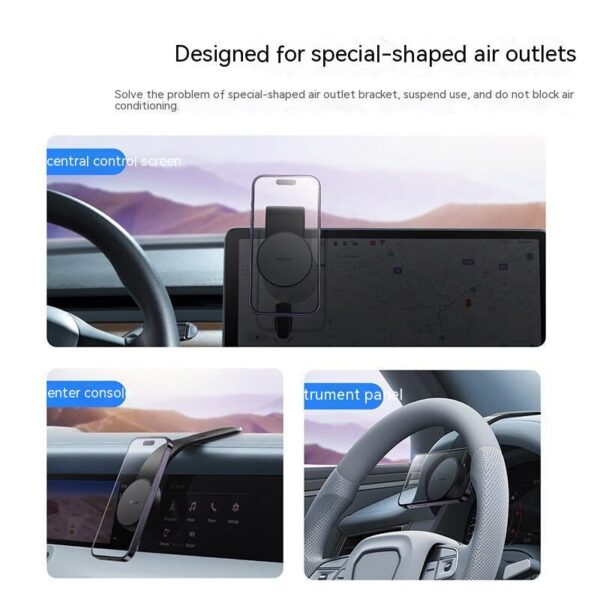 Magnetic Bendable Car Mobile Phone Holder Wireless Charger Phone Holder 15W Car Dash Mount Compatible With Phone - Image 6