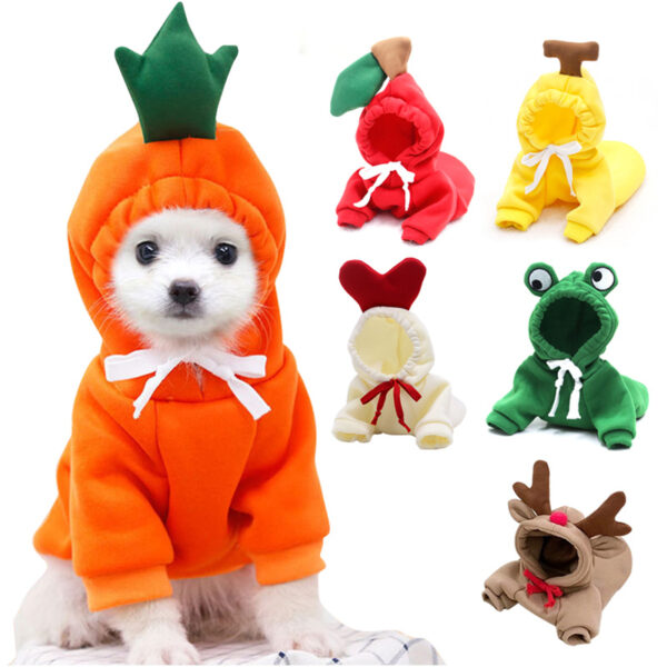 Cute Fruit Dog Clothes For Small Dogs Hoodies Winter Warm Fleece Pet Clothing Puppy Cat Costume Coat For French Chihuahua Outfit - Image 2