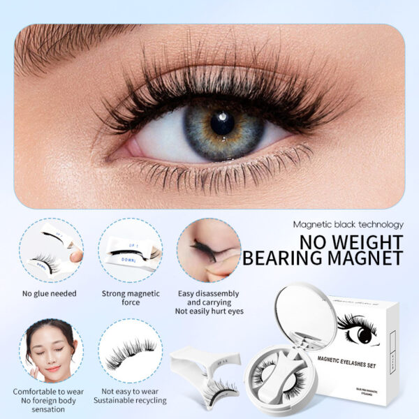 Magnetic False Eyelashes Integrated Storage Box Glue-free Magnet False Eyelashes Natural Makeup Tools With Applicater - Image 4