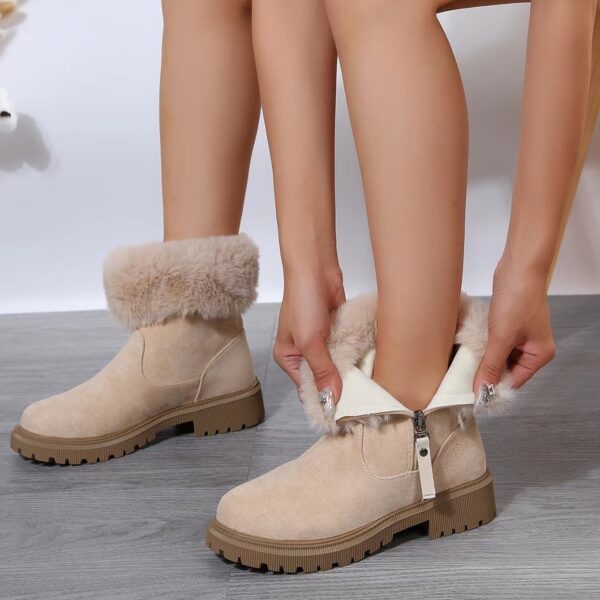 Warm Plush Boots Winter Fashion Side-Zipper Snow Boot For Women Outdoor Thickened Low-heelded Shoes - Image 4