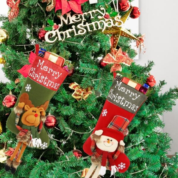 2024 New Year Xmas Big Stockings Set Decorations Christmas 3D Plush Big Sock Christmas Tree Pendant Decorating Supplies - Image 5