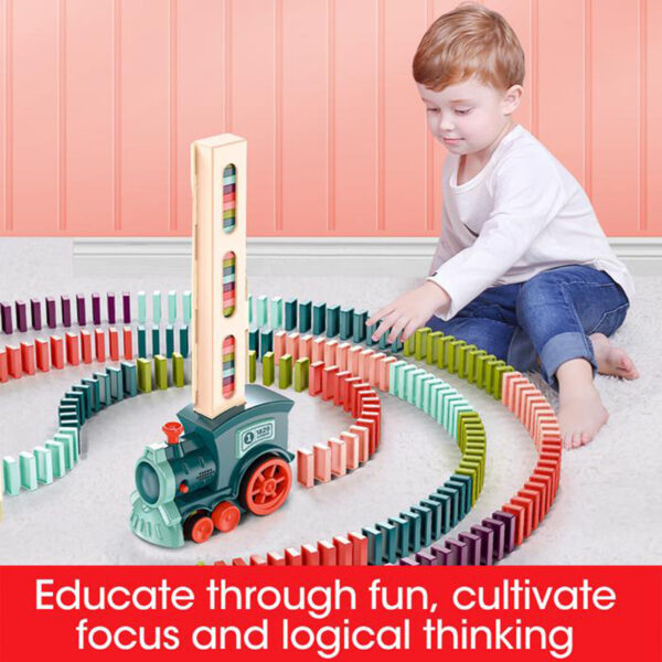 Domino Train Toys Baby Toys Car Puzzle Automatic Release Licensing Electric Building Blocks Train Toy - Image 2