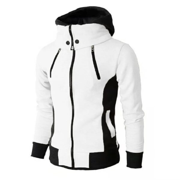 Men's Zip UP Hooded Jacket Fake Two Piece Sports Cardigan Casual Slim Sweatshirt Jacket - Image 8