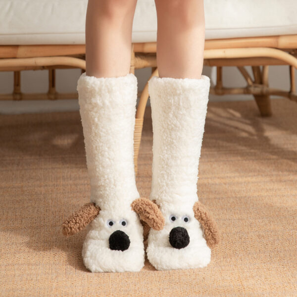 Cute Cartoon Dog Floor Socks Winter Warm Non-slip Plush Socks For Women - Image 6