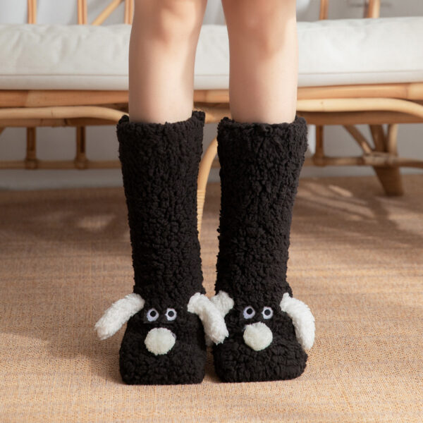 Cute Cartoon Dog Floor Socks Winter Warm Non-slip Plush Socks For Women - Image 5