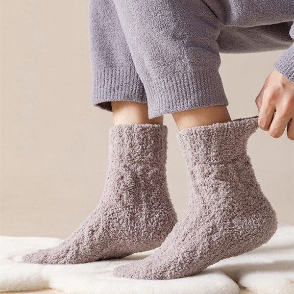 Winter Warm Fuzzy Coral Fleece Socks Women Men Velvet Thickened Home Sleepping Floor Socks - Image 3