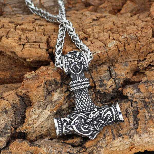 Nordic Vikings Hammer Rune Pendant Necklace Male - Image 5